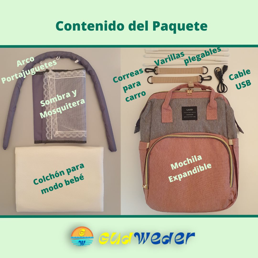 Mochila Multifunción Expandible con Arco y Mosquitera